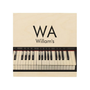 Monogram add initial letter name text piano music wood wall art