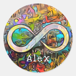 Monogram Add Name Infinity Symbol Classic Round Sticker