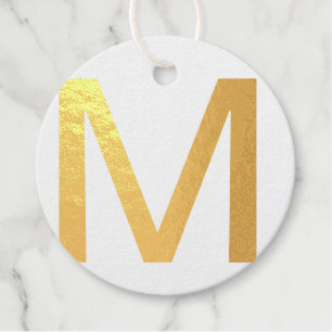 Monogram add name letter alphabet simple minimal t foil favor tags