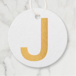 Monogram add name letter alphabet simple minimal t foil favor tags