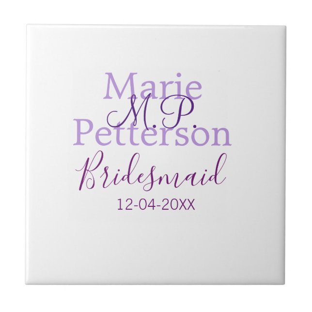 Monogram add name letter bridesmaid wedding maids  ceramic tile (Front)