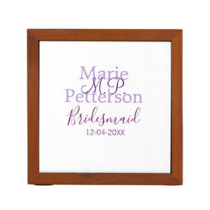 Monogram add name letter bridesmaid wedding maids desk organizer