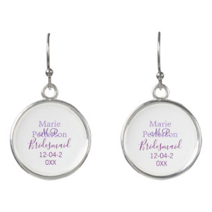 Monogram add name letter bridesmaid wedding maids earrings