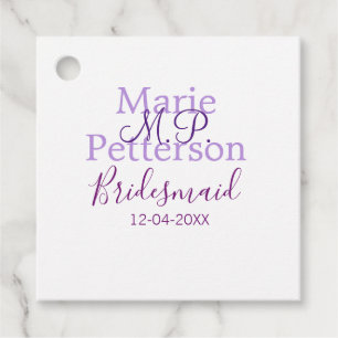 Monogram add name letter bridesmaid wedding maids  favor tags