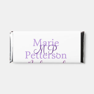 Monogram add name letter bridesmaid wedding maids hershey bar favors