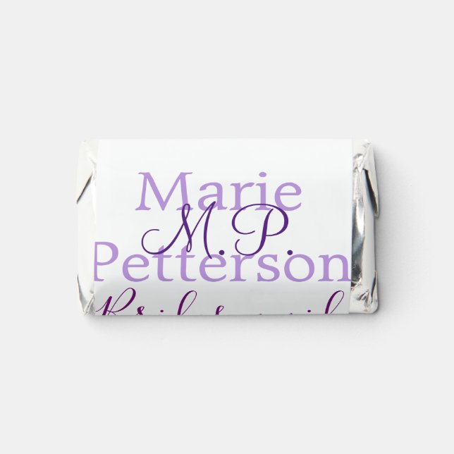 Monogram add name letter bridesmaid wedding maids  hershey's miniatures (Front)