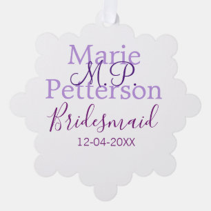 Monogram add name letter bridesmaid wedding maids ornament card