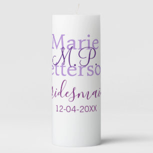 Monogram add name letter bridesmaid wedding maids pillar candle