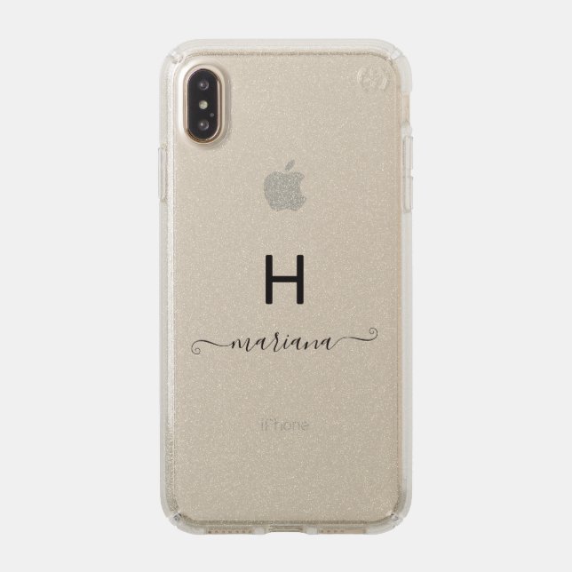 Monogram Add Name One Letter Single Initial Simple Speck iPhone XS Max Case (Front (Gold Phone))