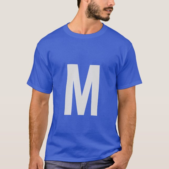 Monogram Add Your Name Initial Blue T-Shirt (Front)