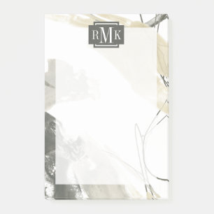 Monogram   Add Your Name   Monochrome Momentum Post-it Notes