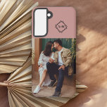 Monogram Add Your Own Photo Blush Color Block  Samsung Galaxy S21 Case<br><div class="desc">Keep your memories where you can see them with this blush pink color block design and the ability to add your own photo and monogram initials that are easily customized with your personal details.</div>