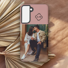 Monogram Add Your Own Photo Blush Color Block  Samsung Galaxy S21 Case
