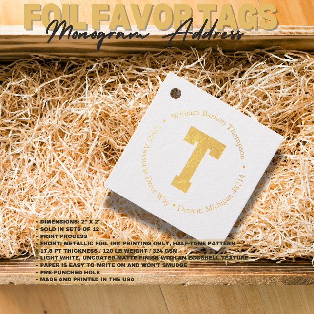 Monogram Address  Foil Favor Tags (Birthday Depot
Monogram Address Foil Favor Tags)