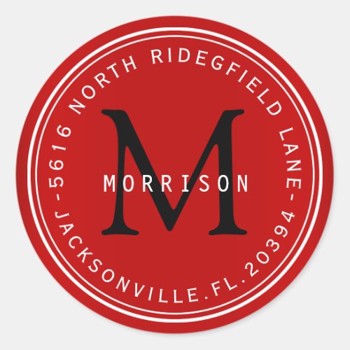 Monogram Address Label in Dark Red