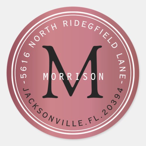 Monogram Address Label in Dusty Rose