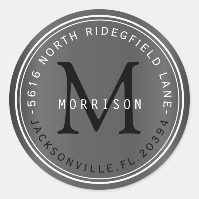 Monogram Address Label in Gray (Front)