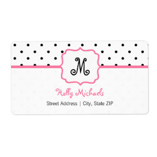 Monogram Address Label - Polka Dot / Pink