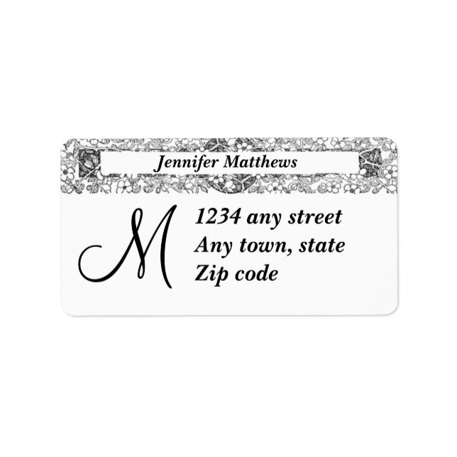 Monogram Address Labels Black and White (Front)