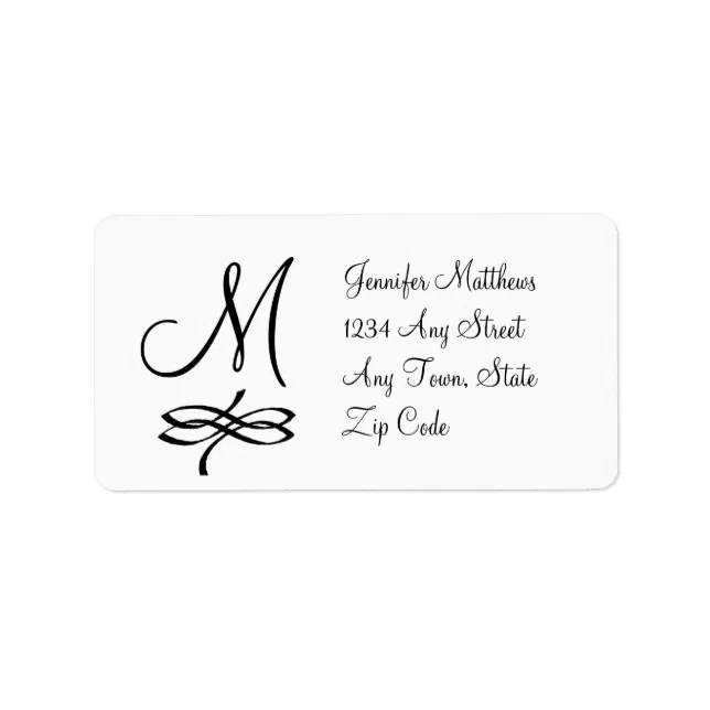 Monogram Address Labels Black and White Zazzle
