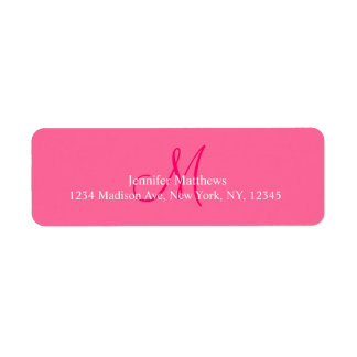 Monogram Address Labels Pink