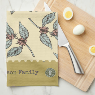 Monogram adorable colors Classic coffee pattern Kitchen Towel