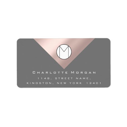 Monogram Adress Name Minimal Rose Gray RSVP Label