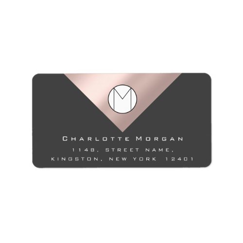 Monogram Adress Name Minimal Rose Gray RSVP Label