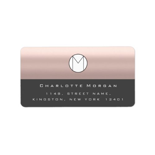 Monogram Adress Name Minimal Rose Gray RSVP Label