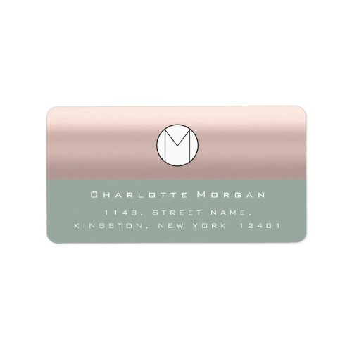 Monogram Adress Name Minimal Rose Mint Teal  RSVP Label