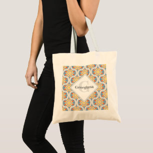 Monogram Aegean Summer Oranges And Lemons Mid Mod Tote Bag