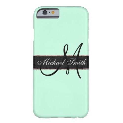 Monogram Aero Blue Background Barely There iPhone 6 Case