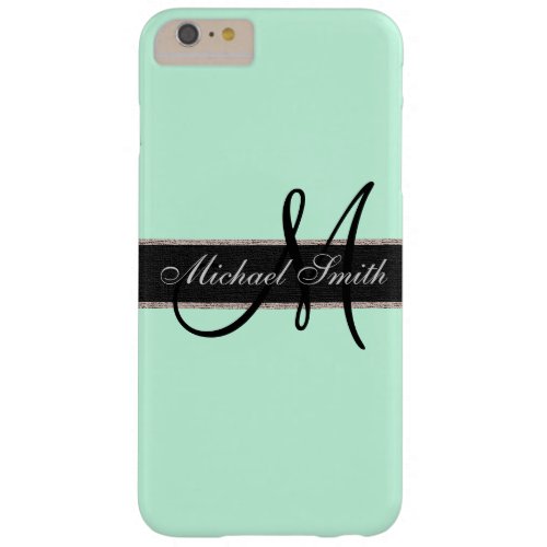 Monogram Aero Blue Background Barely There iPhone 6 Plus Case