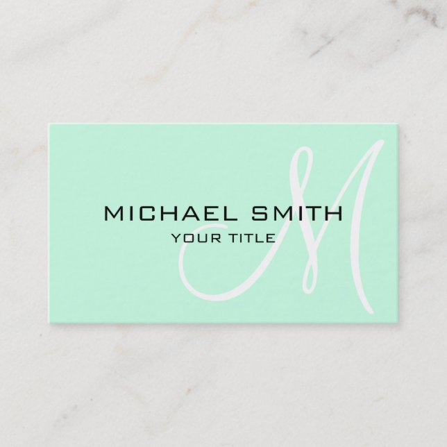 Monogram Aero blue color background Business Card (Front)