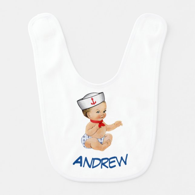 Monogram Ahoy Baby Bib (Front)