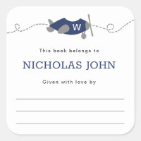 Monogram Airplane Boy Baby Shower Bookplate