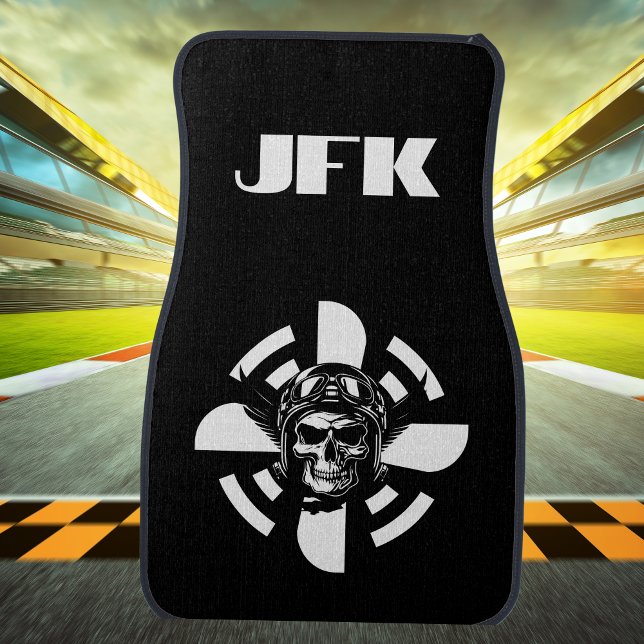 Monogram Airplane Propeller & Skull Pilot,Aviation Car Floor Mat (Creator Uploaded)