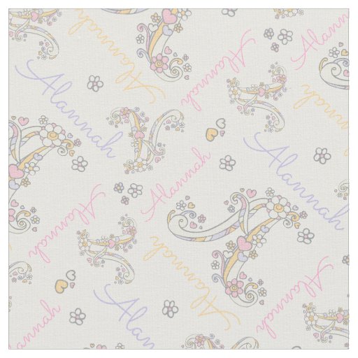 Monogram Alannah letter A name fabric
