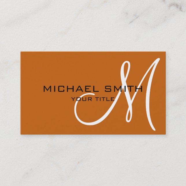 Monogram Alloy orange color background Business Card (Front)