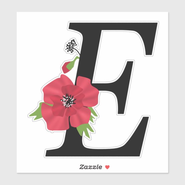 monogram, alphabet, letter E, floral monogram Sticker (Sheet)