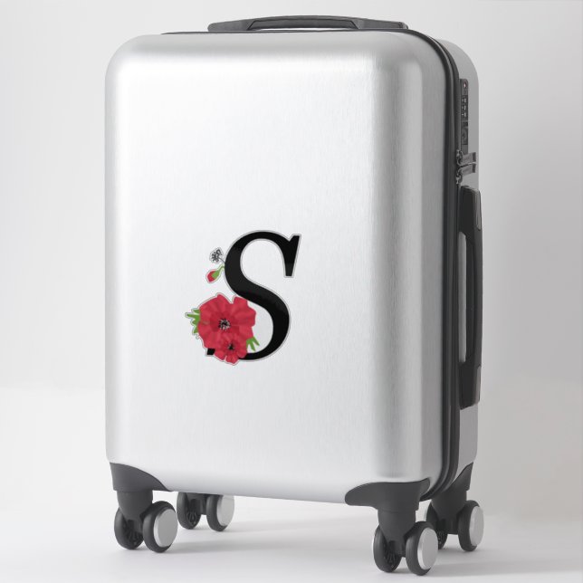 monogram, alphabet, letter S, floral monogram Sticker Zazzle