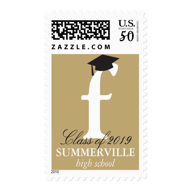 Monogram Alphabet Name Graduate Graduation Stamps