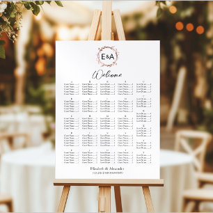 Monogram Alphabetical Seating Chart Sign Board