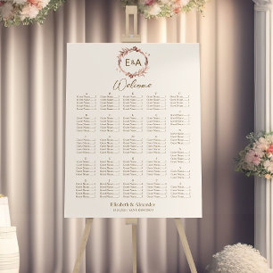 Monogram Alphabetical Seating Chart Sign Board