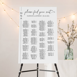 Monogram Alphabetical Wedding Seating Chart Sign