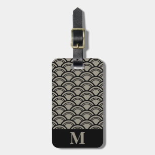 Monogram Aluminum Silver Deco Scallop Fish Scales Luggage Tag