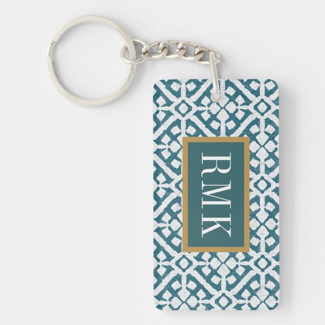Monogram | Amadora Blue Pattern Keychain (Front)