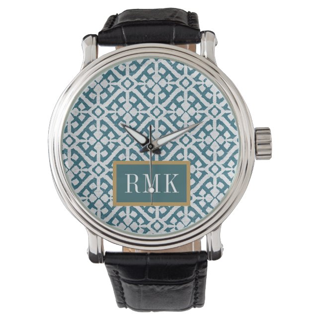 Monogram | Amadora Blue Pattern Watch (Front)