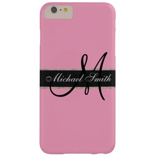 Monogram Amaranth pink Background Barely There iPhone 6 Plus Case