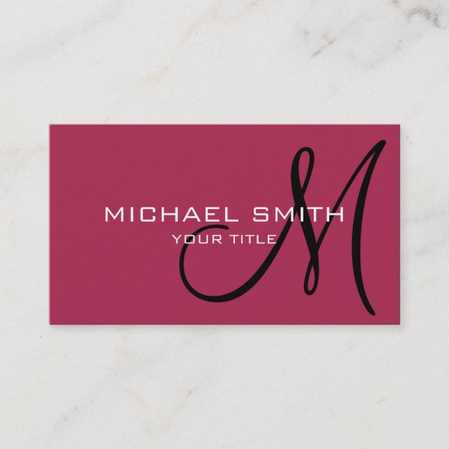 Monogram Amaranth purple color background Business Card (Front)